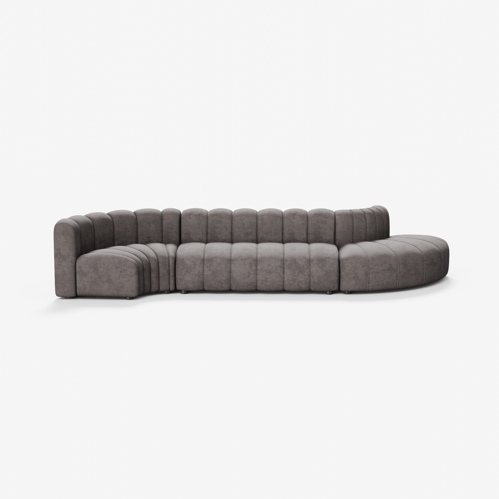 Cosmo S-shape 5-seater in truffle brown with wave-like contour and plush design