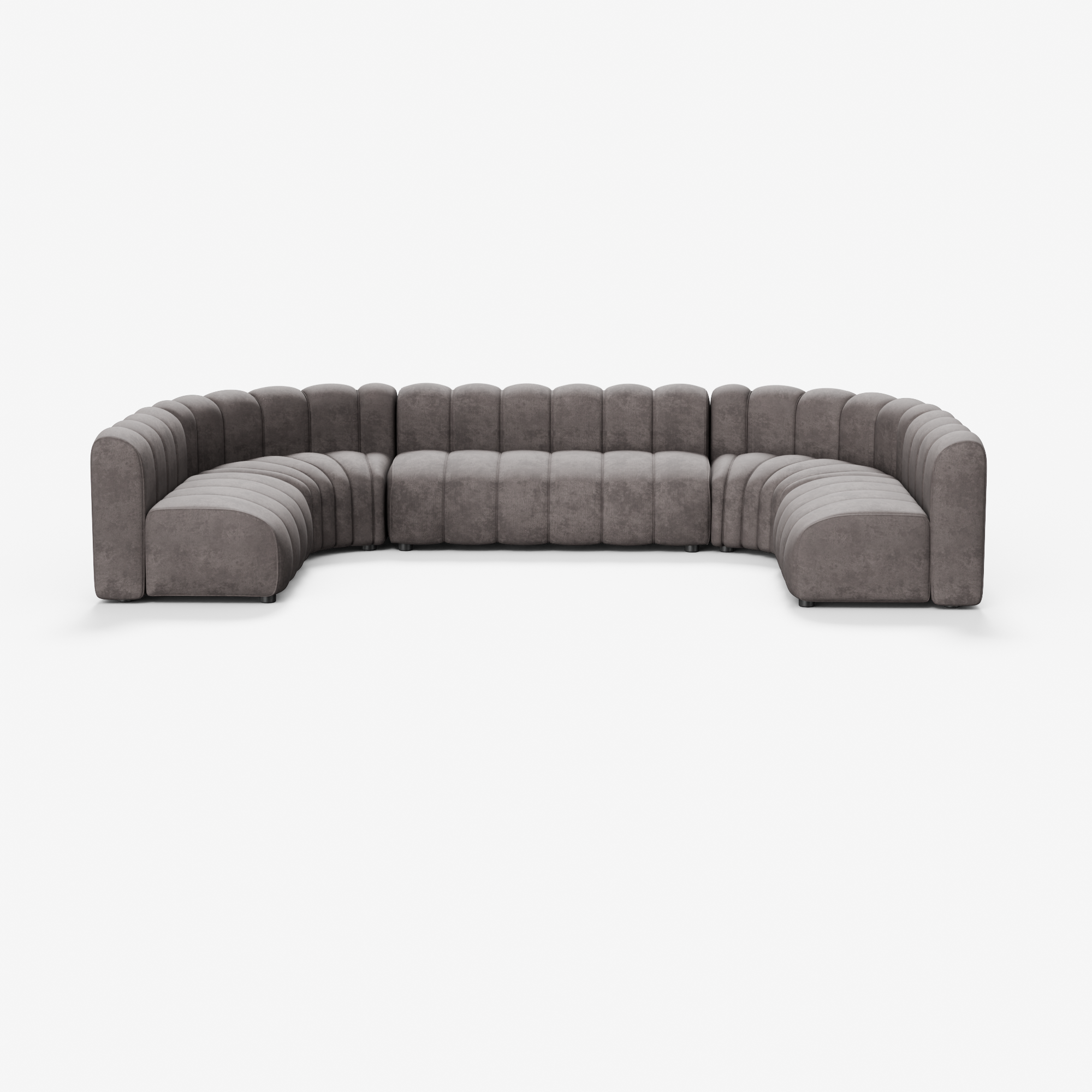 Truffle Brown Cosmo Concave Large 7-seater sofa with curved design and plush upholstered seating for spacious interior setups.