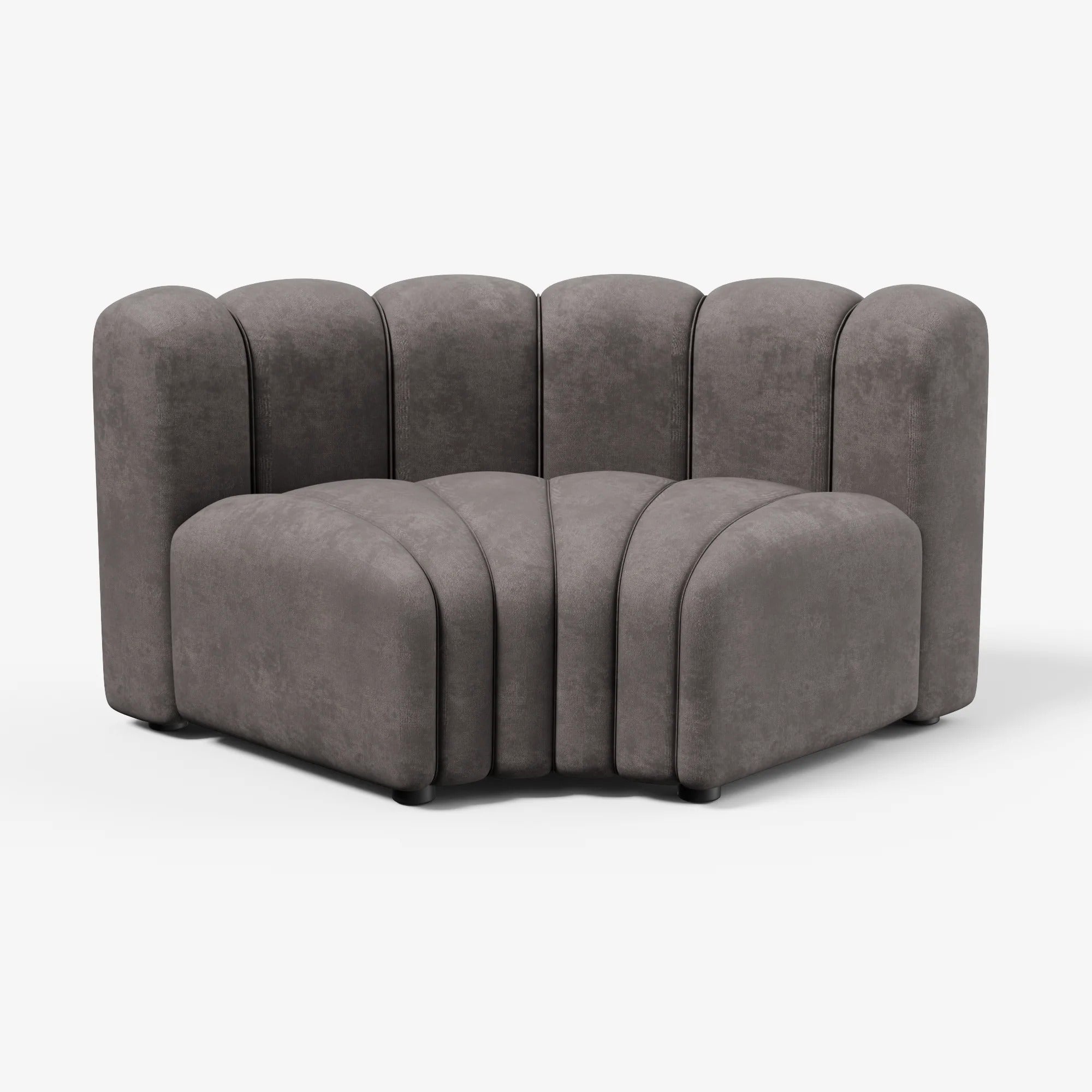 Cosmo Inner Curve 1-seater in truffle brown featuring curved lines and plush modular design