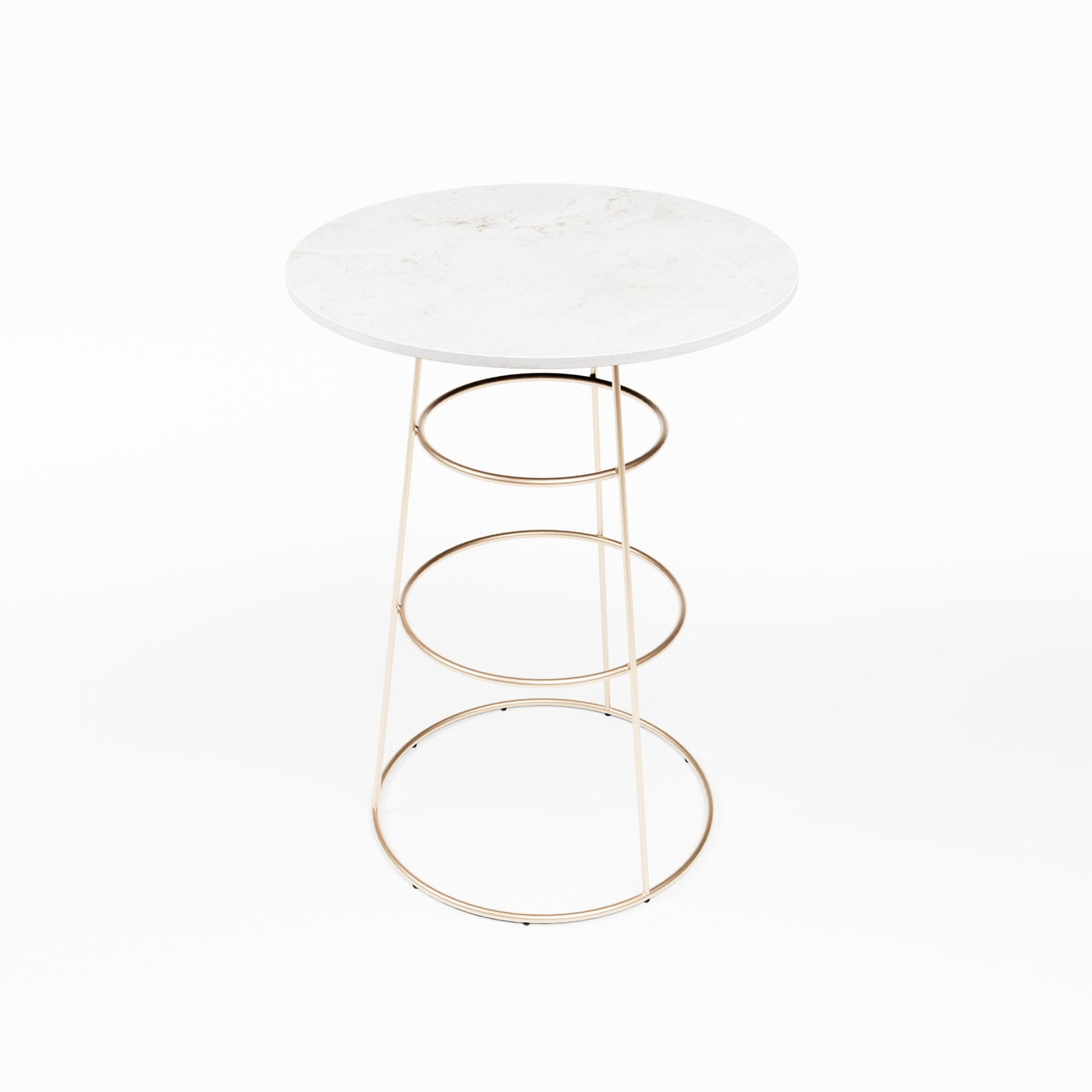 Felicia Cocktail Table (Rose Gold Frame with Round Marble Top) Desert River Rentals