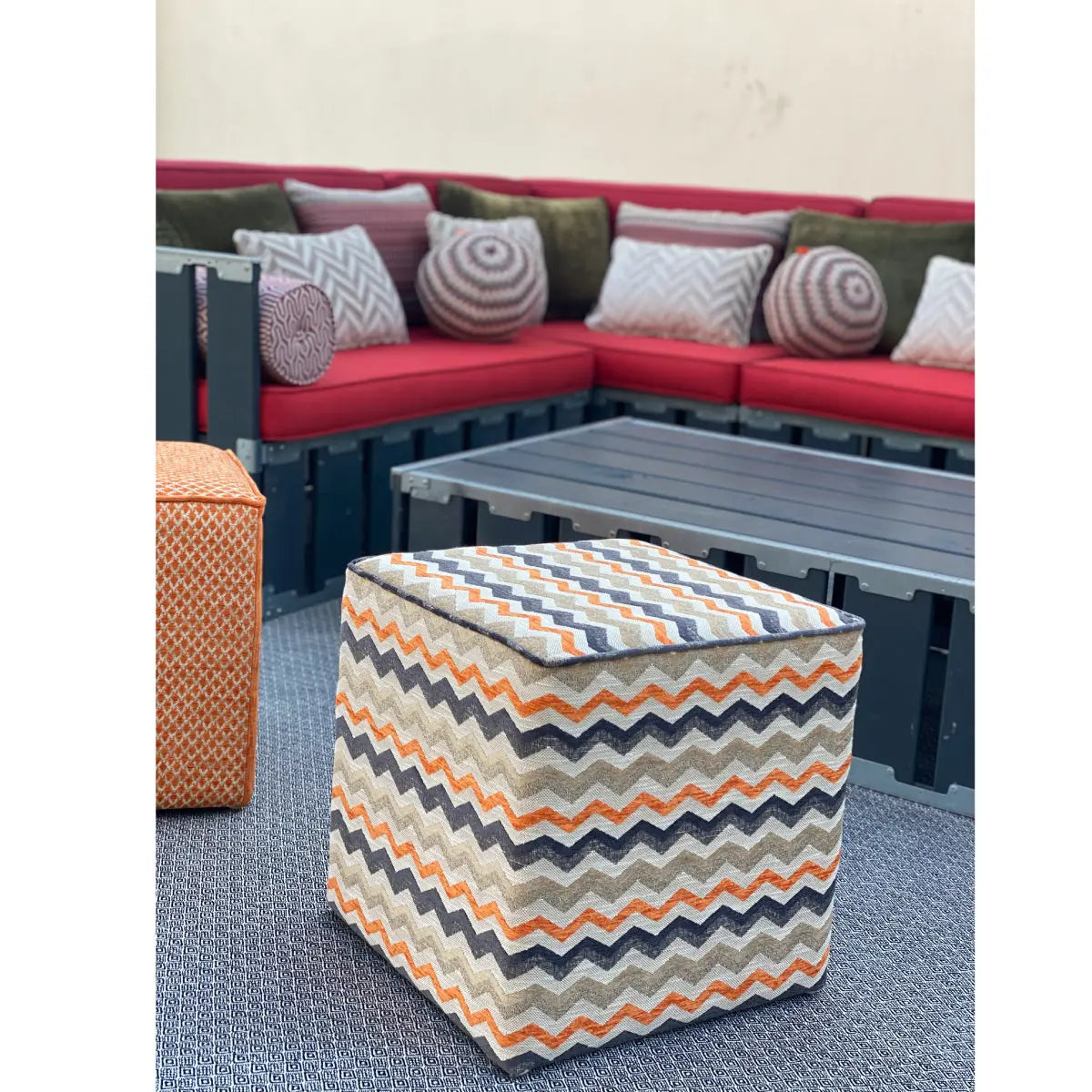 Arabica 12 seater lounge grey wood Desert River Rentals