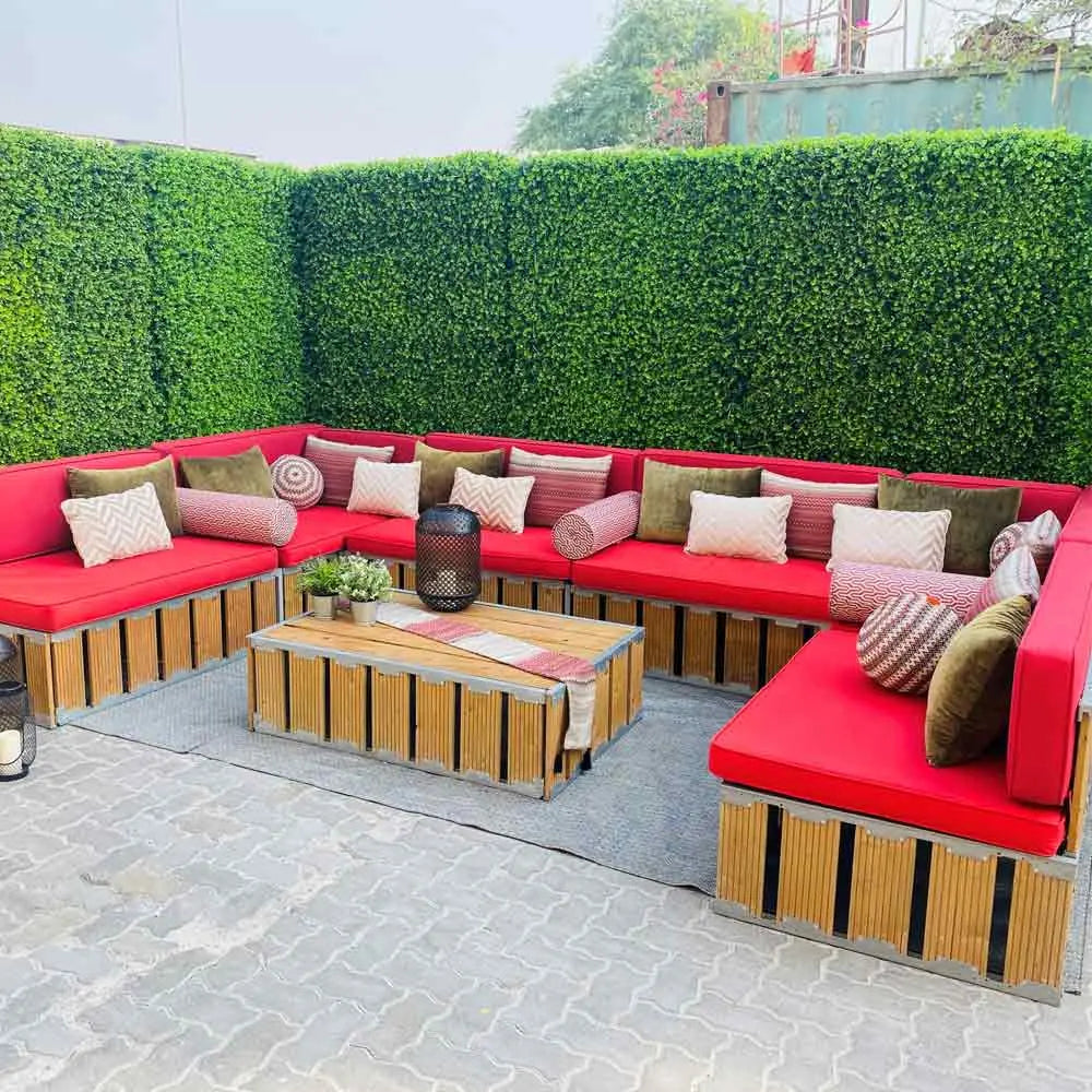 Arabica 12 seater lounge natural wood Desert River Rentals