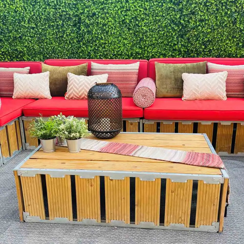 Arabica 12 seater lounge natural wood Desert River Rentals