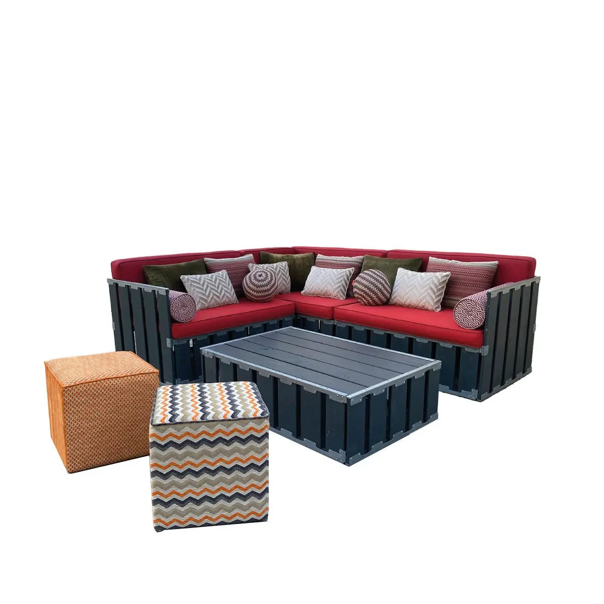 Arabica 6 seater lounge grey wood Desert River Rentals