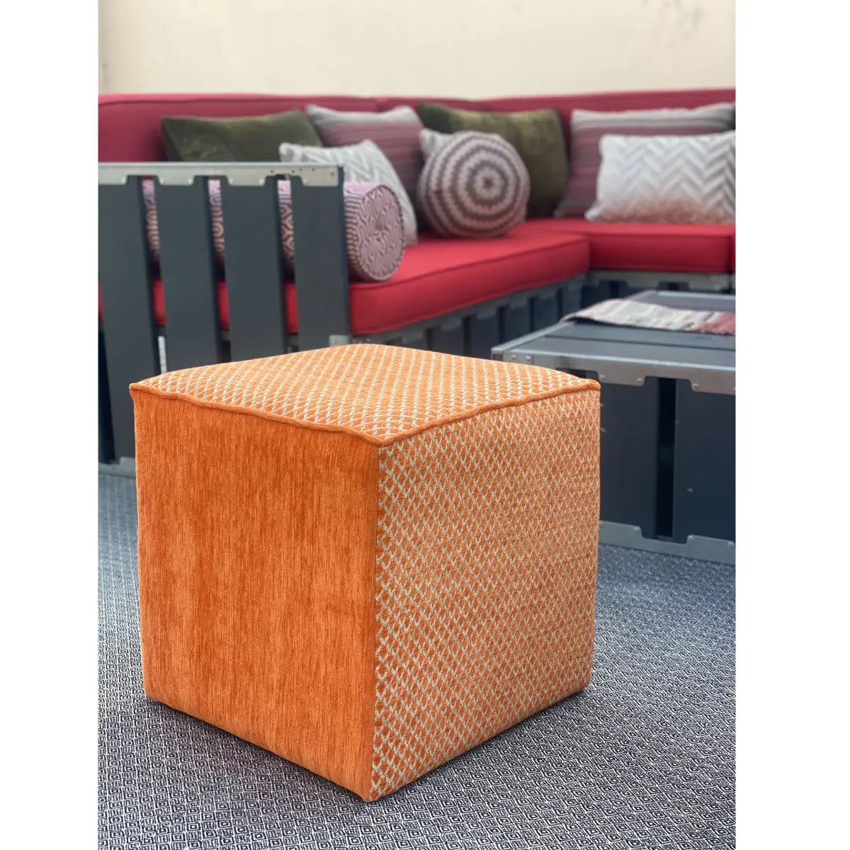 Arabica 6 seater lounge grey wood Desert River Rentals