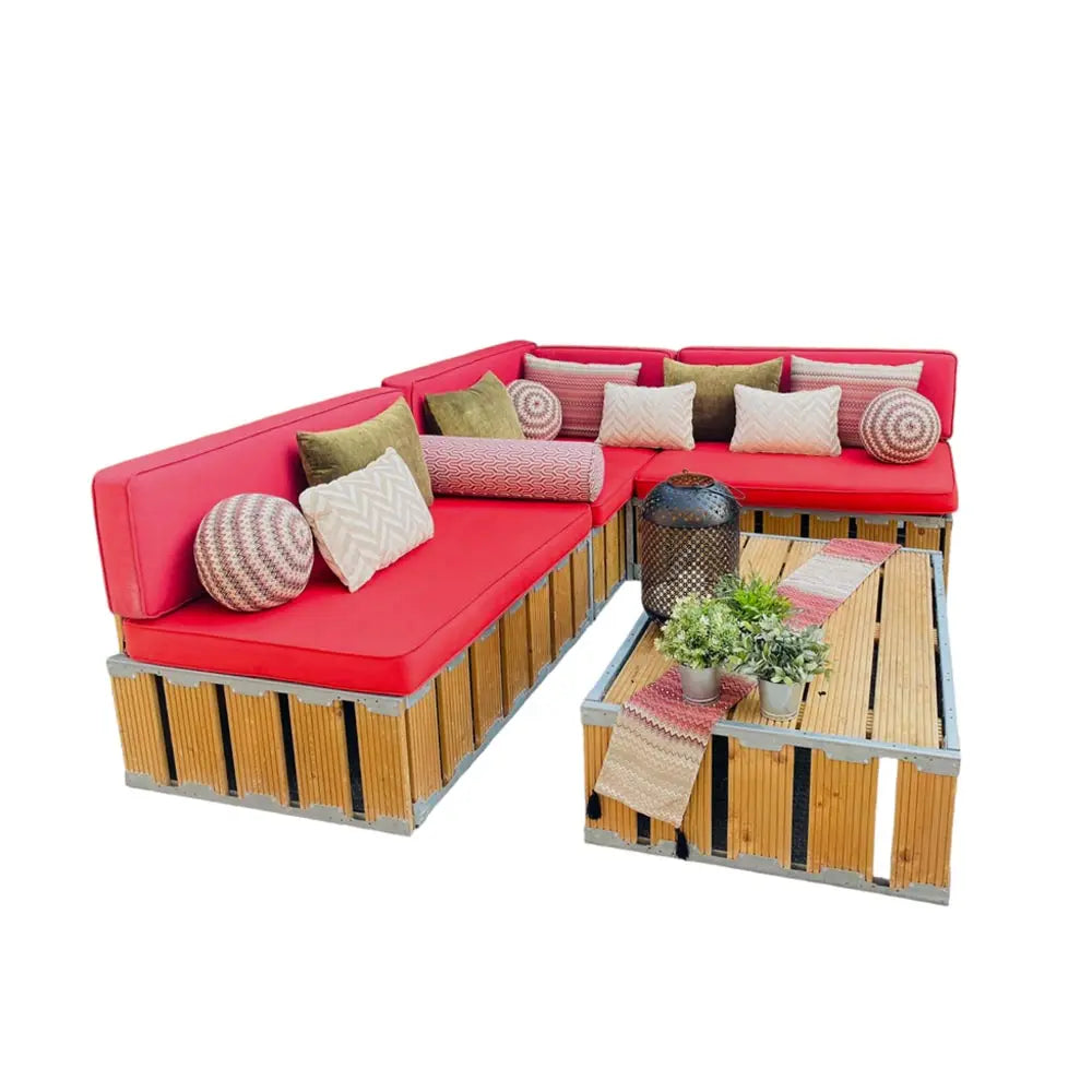 Arabica 6 seater lounge natural wood Desert River Rentals
