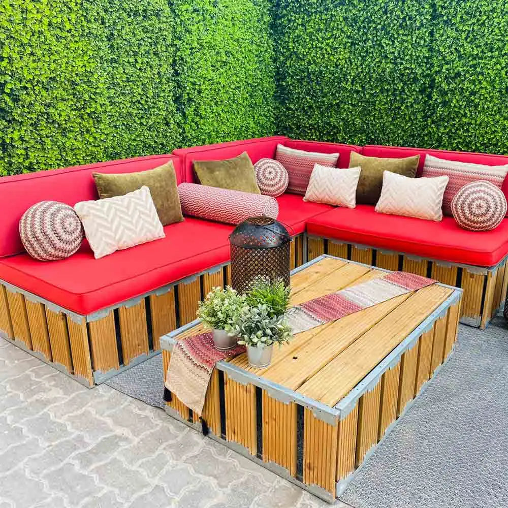 Arabica 6 seater lounge natural wood Desert River Rentals