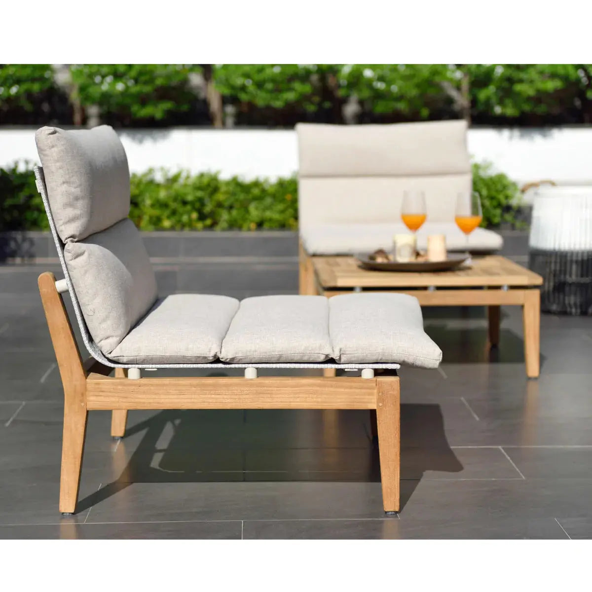 Arno teak coffee table square Desert River Rentals