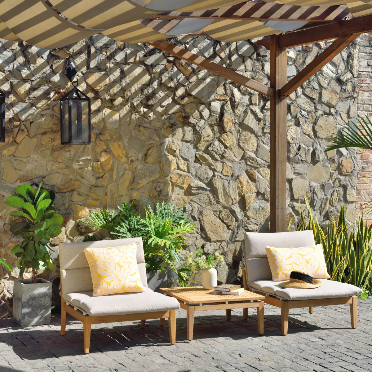 Arno teak coffee table square Desert River Rentals