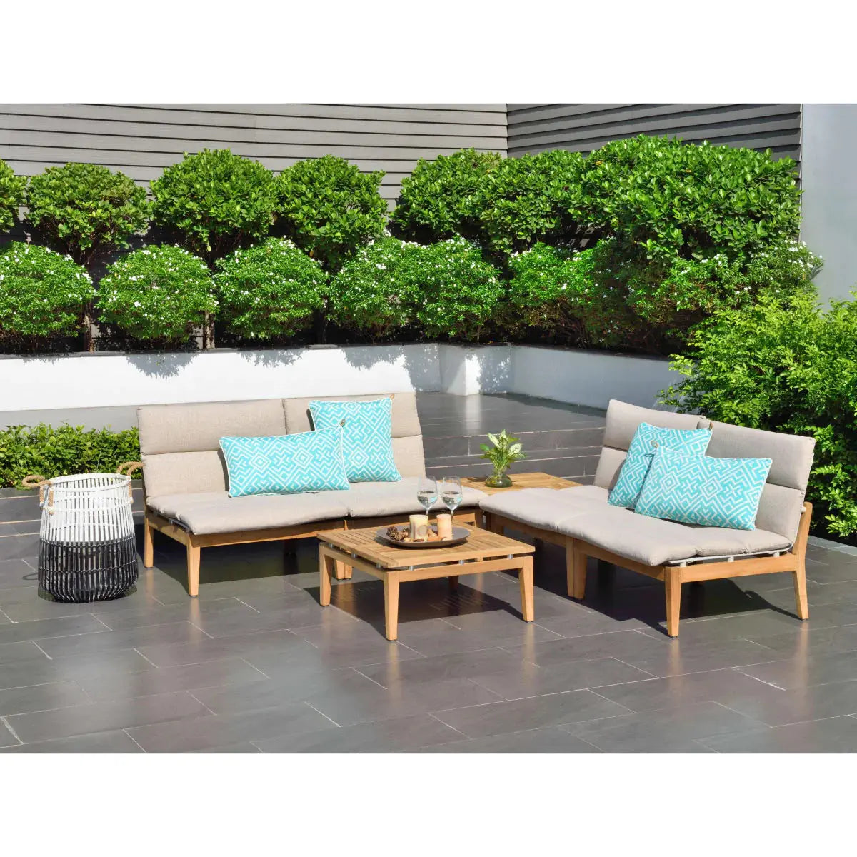 Arno teak coffee table square Desert River Rentals