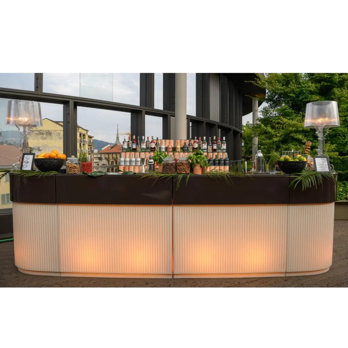 Bauhaus corner lit bar Desert River Rentals
