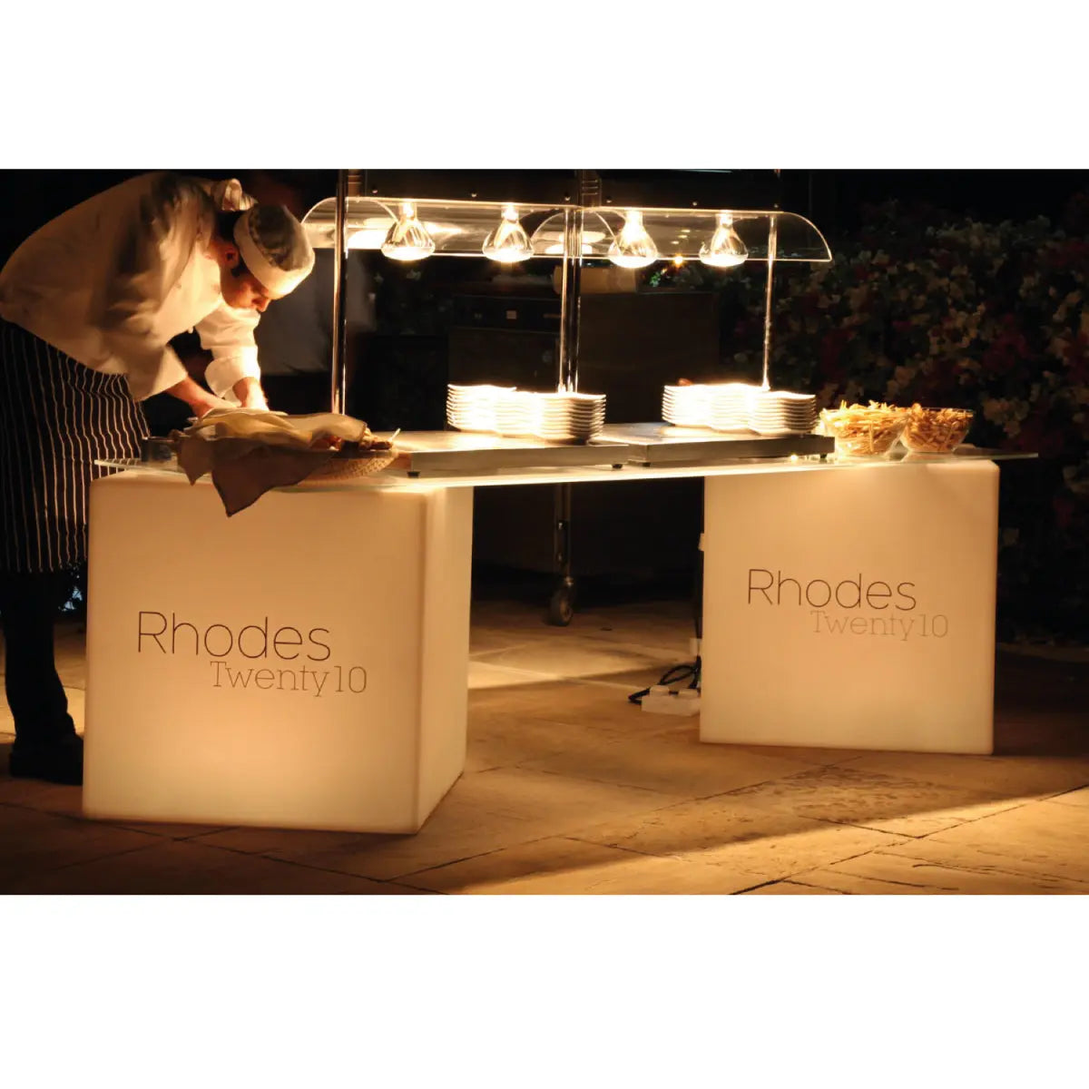 Lit Cube Buffet Table