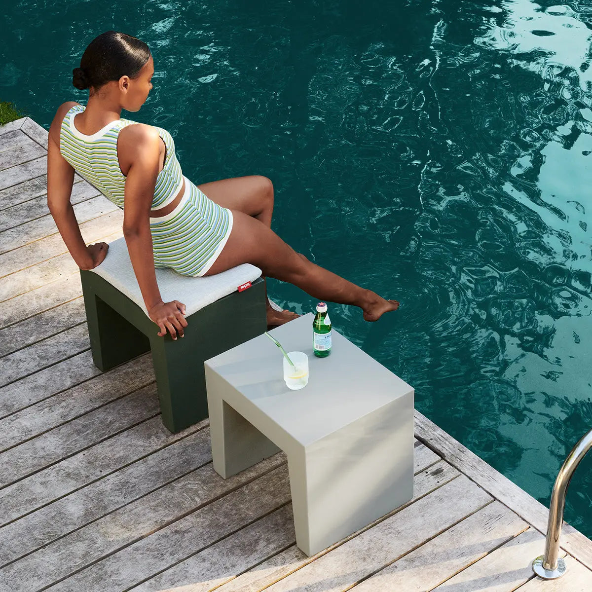 Concrete seat light grey Desert River Rentals