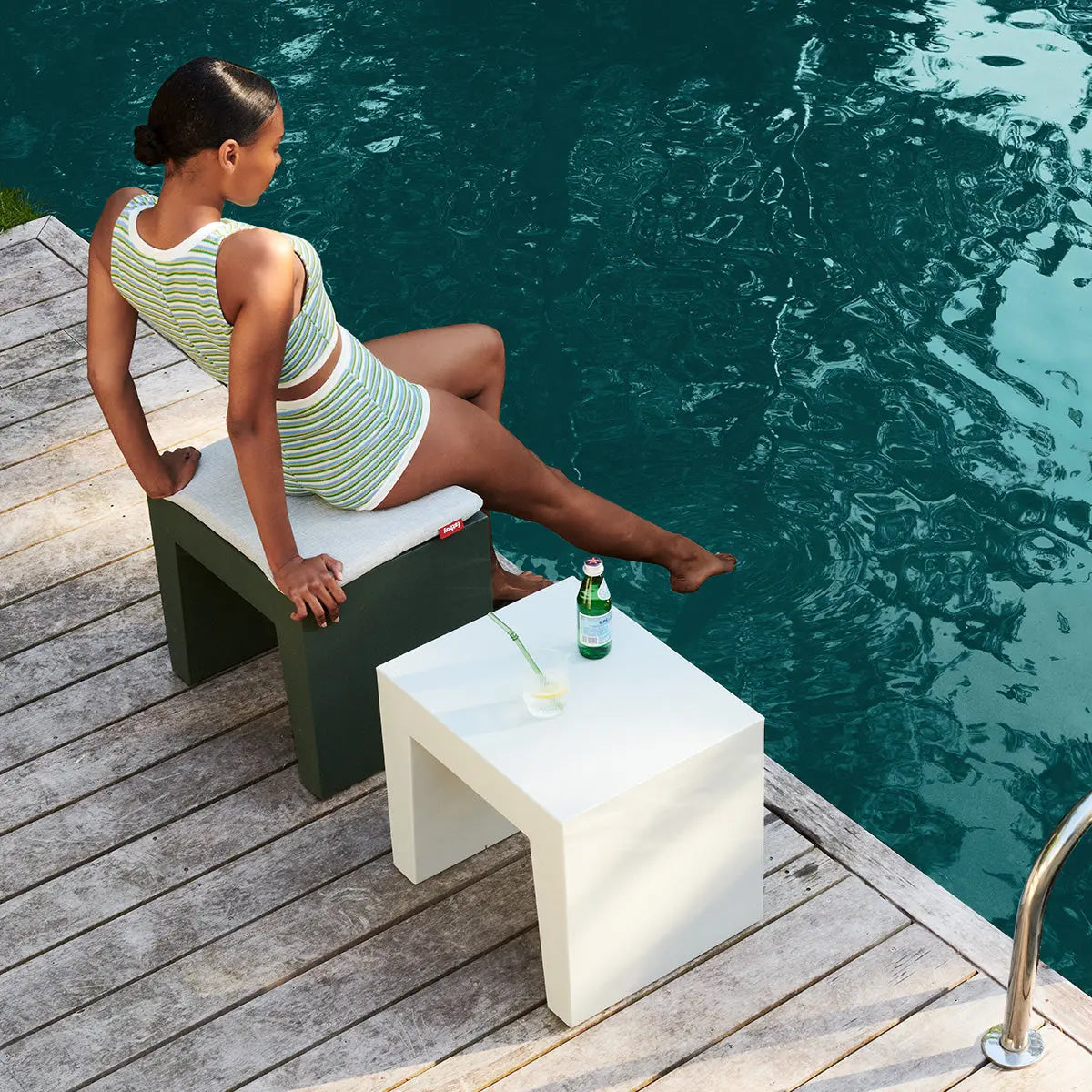 Concrete seat white Desert River Rentals