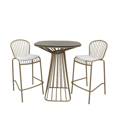 Corset bar stool champagne gold with white seat pad Desert River Rentals