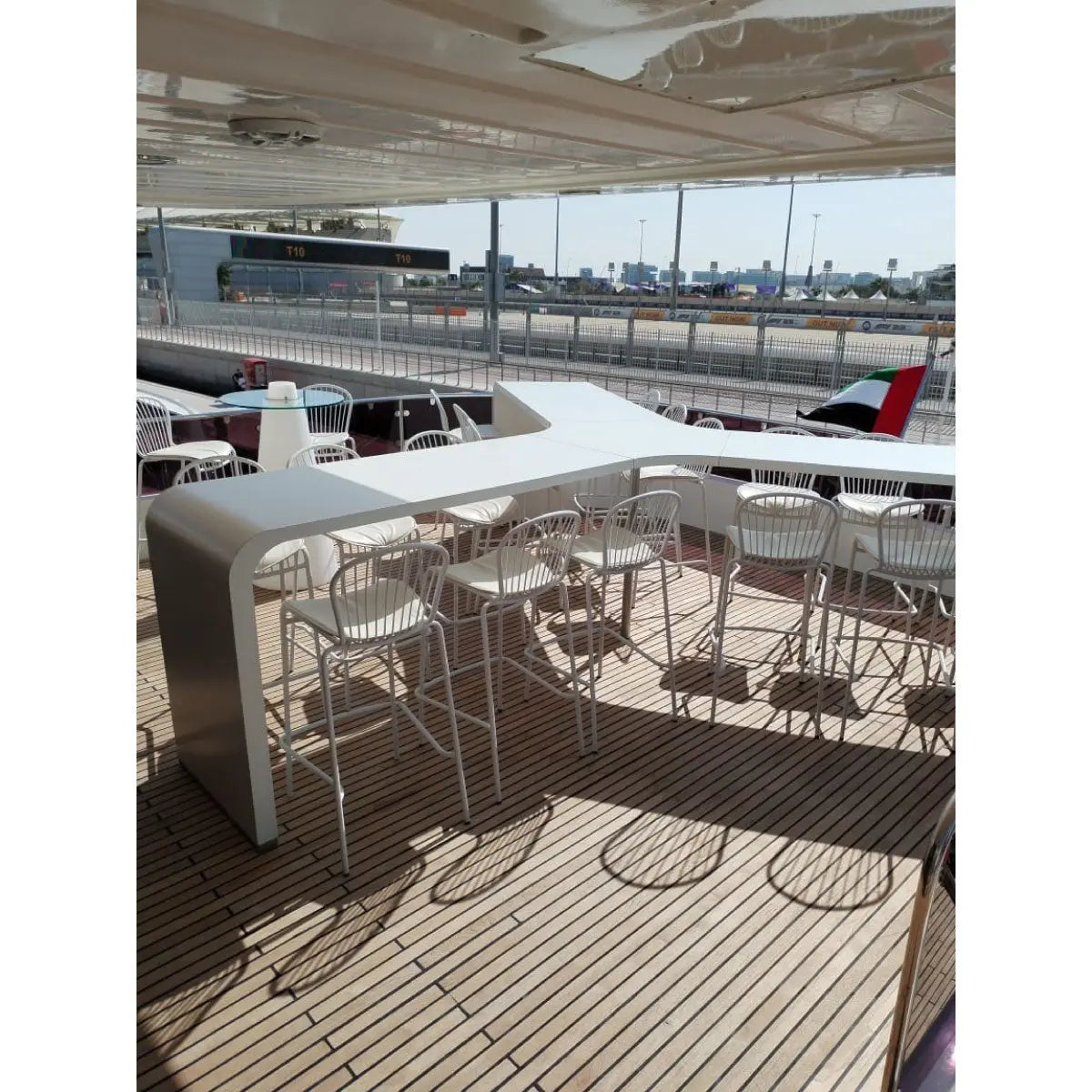 Corset bar stool white Desert River Rentals