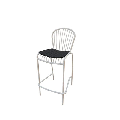 Corset bar stool white with black seat pad Desert River Rentals