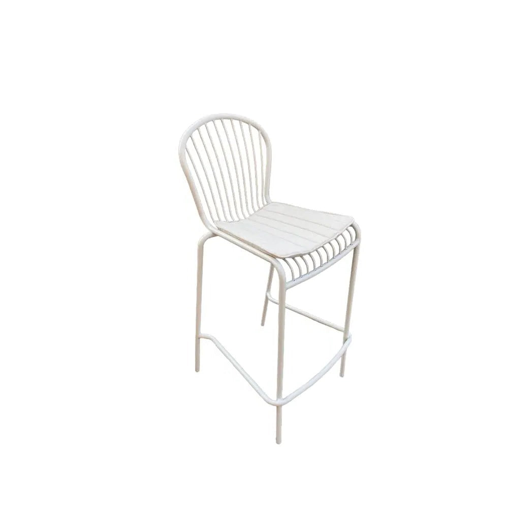 Corset bar stool white with white seat pad Desert River Rentals
