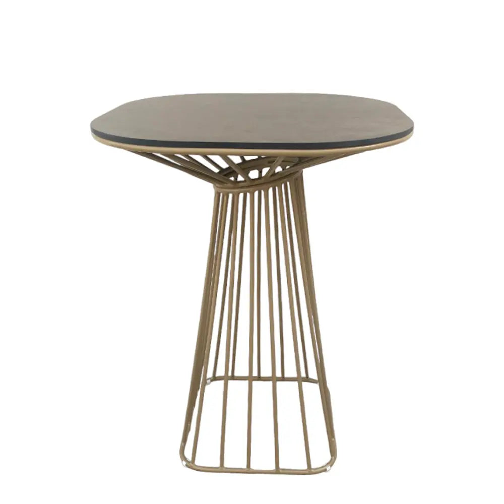 Corset cocktail table champagne gold Desert River Rentals