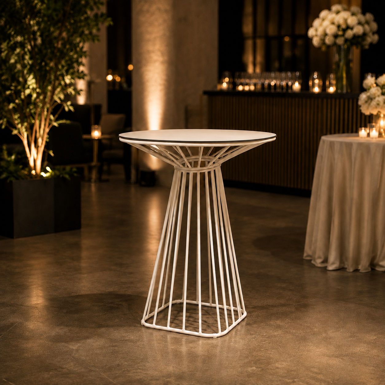 Corset Cocktail Table (White) Desert River Rentals