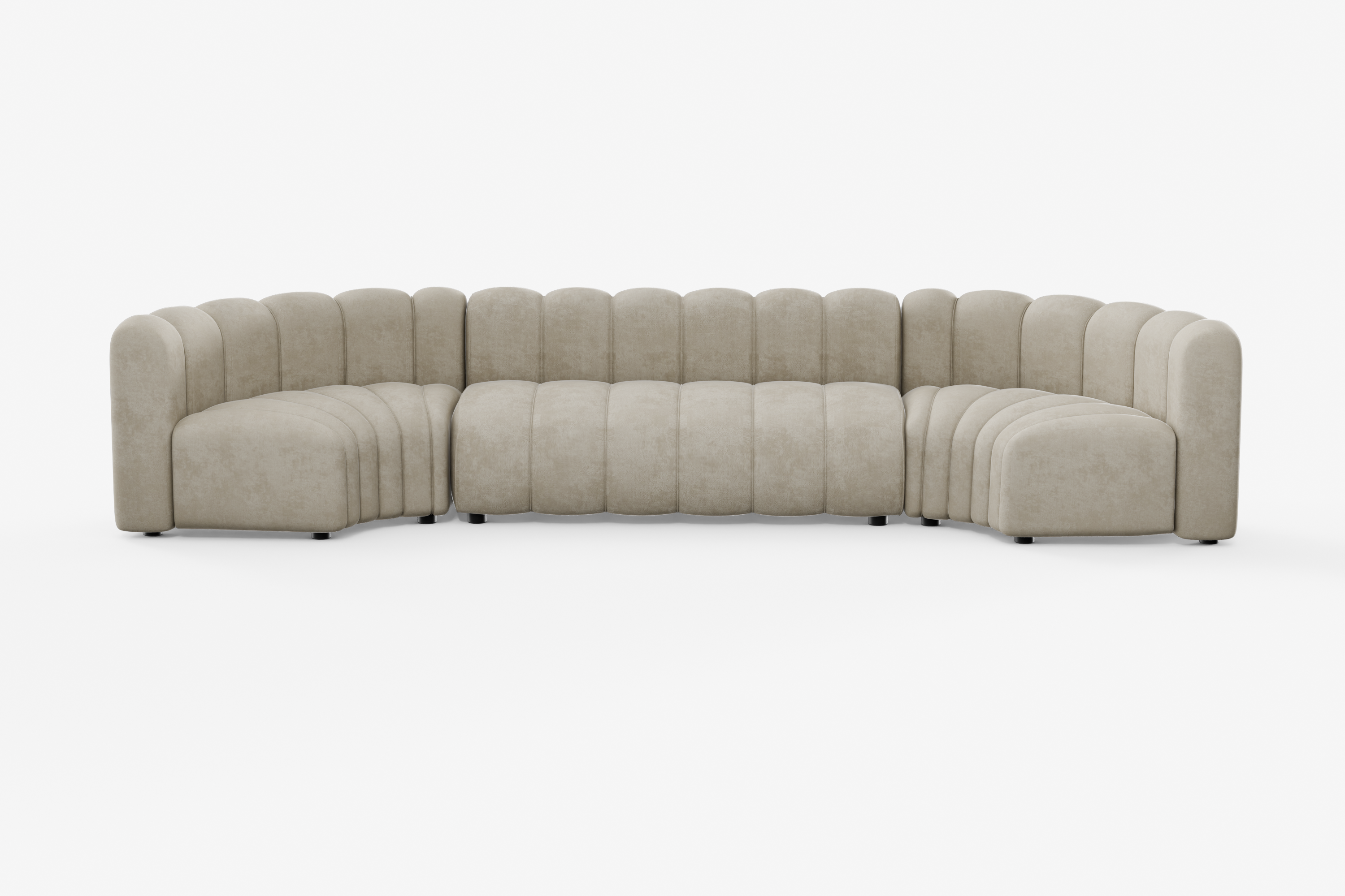 Nutmeg Beige Cosmo Concave Medium 5-seater sofa with soft contouring, offering stylish comfort for smaller event or home spaces.