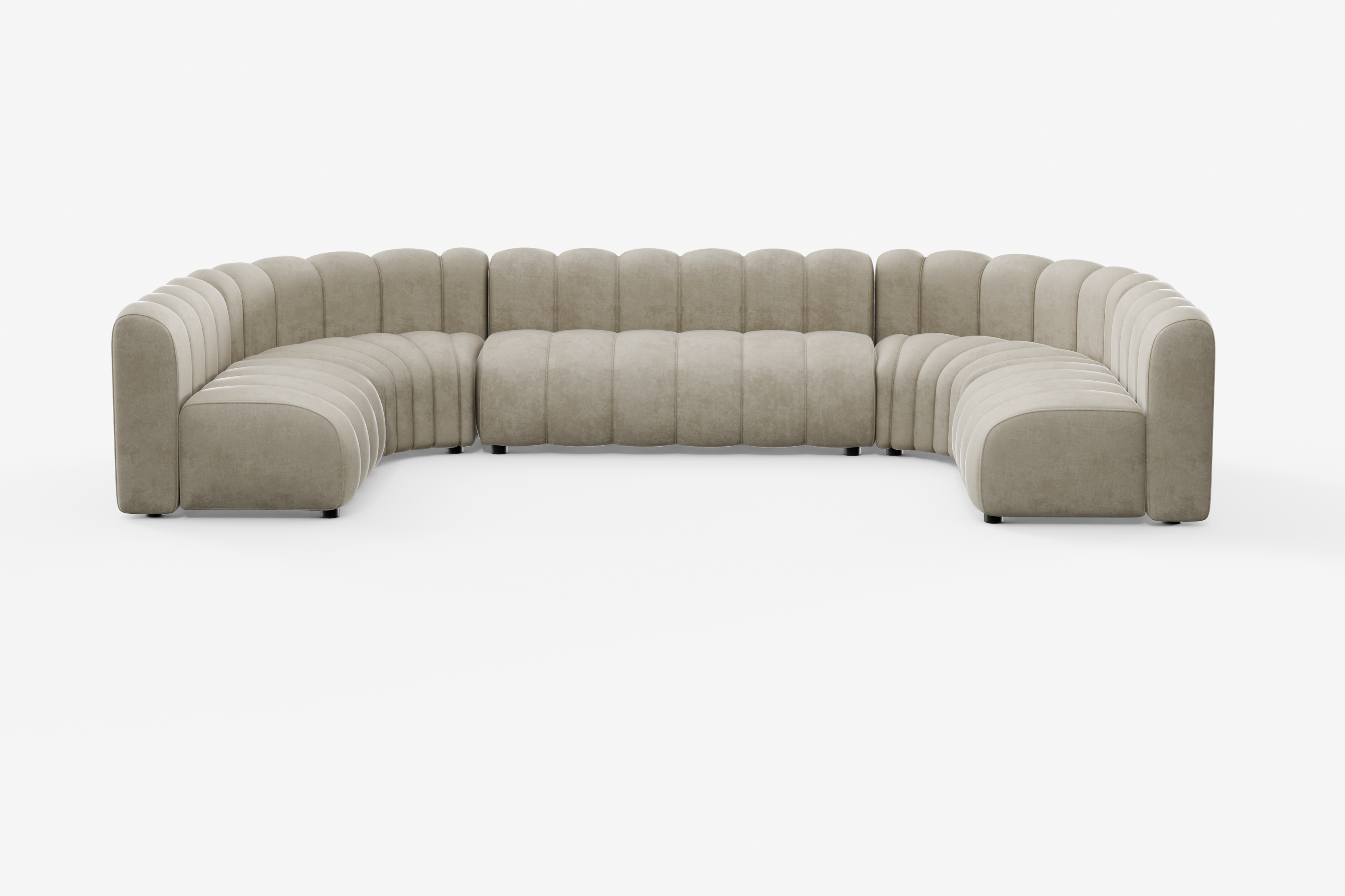 Nutmeg Beige Cosmo Concave Large 7-seater with sculpted backrest and contoured shape, perfect for stylish open-plan settings.
