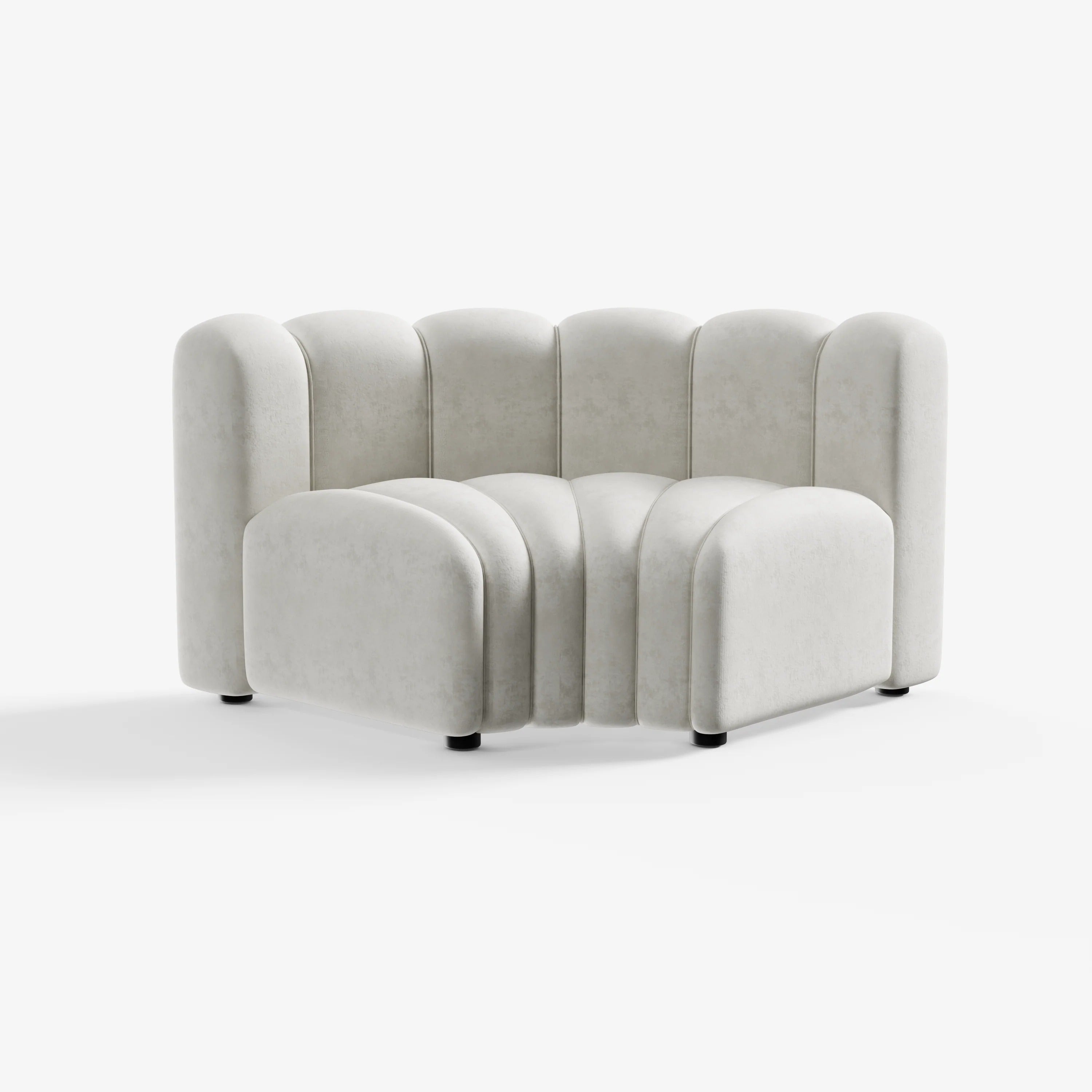Cosmo Inner Curve 1-seater in vanilla white with sculpted upholstery and arched backrest