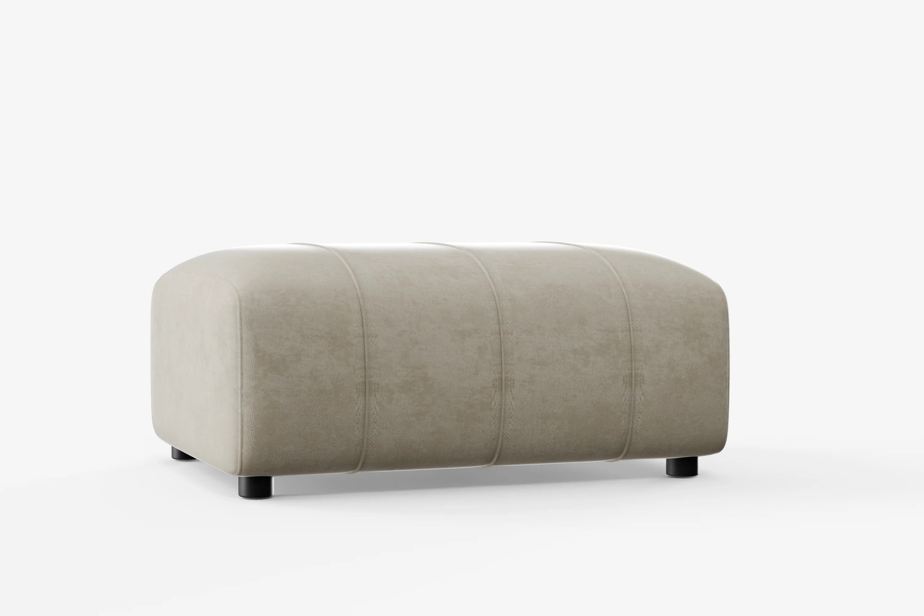 Cosmo Ottoman 1-seater in nutmeg beige with stitched detail and modern shape.