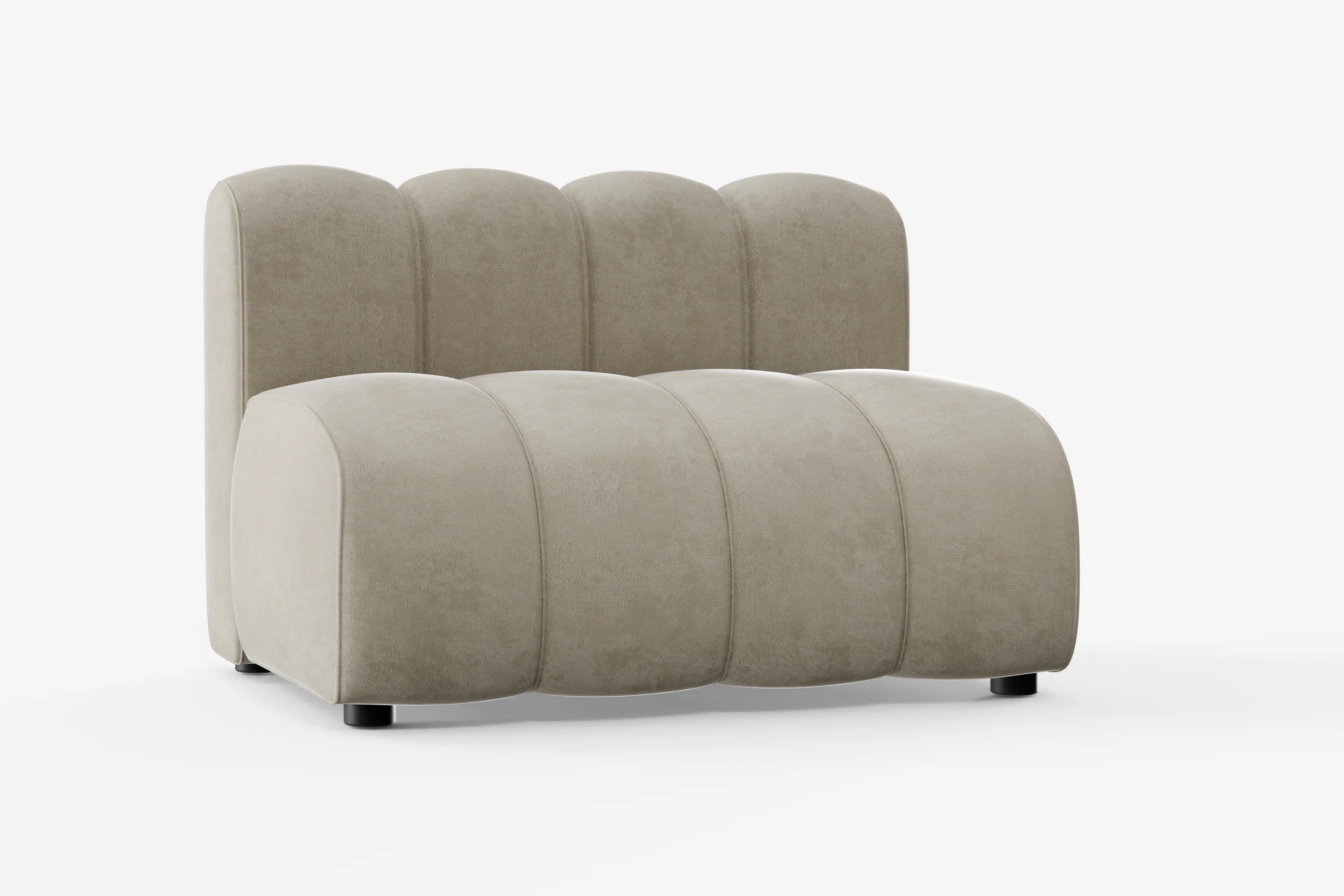 Cosmo Straight 1-seater in nutmeg beige with soft curves and vertical channel detailing