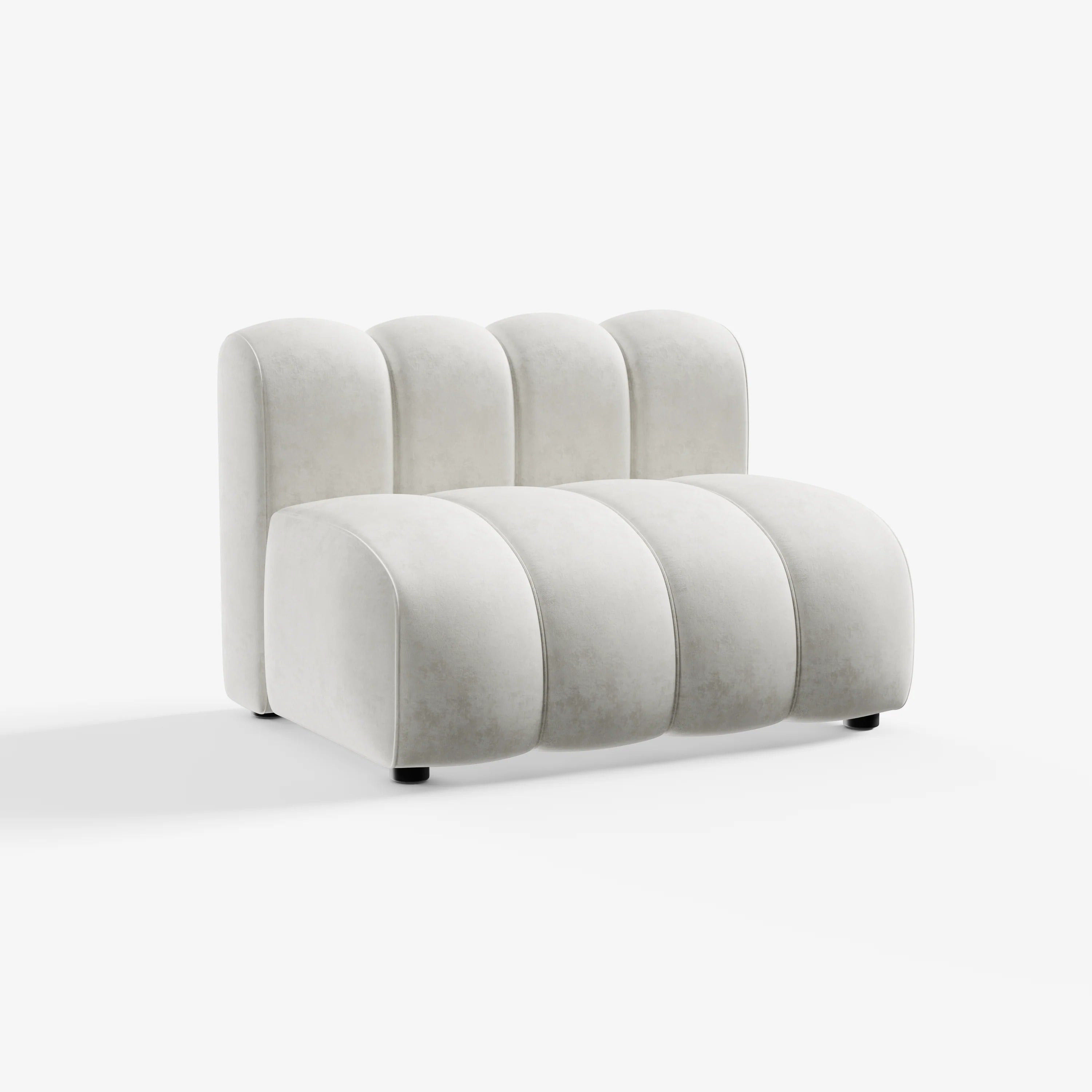 Cosmo Straight 1-seater in vanilla white designed with deep vertical channels and soft edges