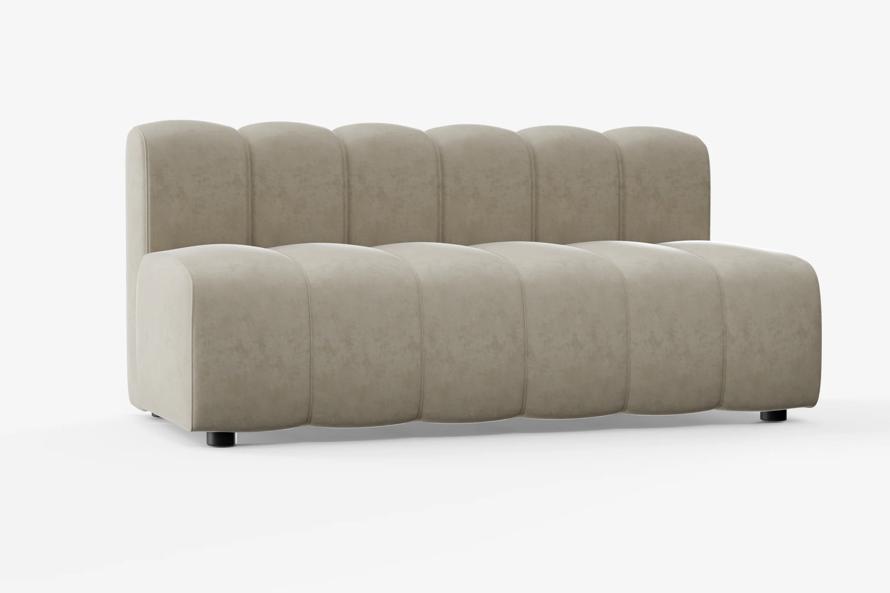 Cosmo Straight 2-seater in nutmeg beige featuring a low-profile silhouette and padded backrest