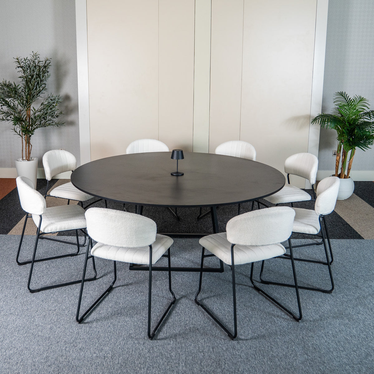 Linea XXL Dining Table (Black Frame With Round Black Top) | Event ...