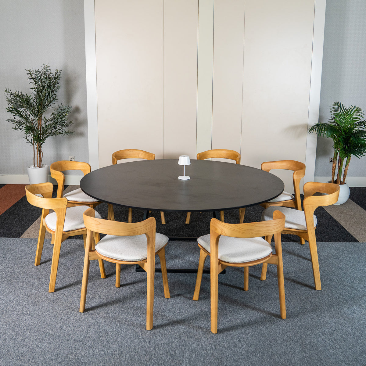 Linea XXL Dining Table (Black Frame With Round Black Top) | Event ...