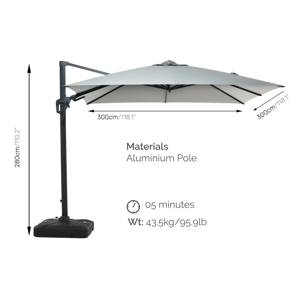 Deluxe square cantilever parasol Desert River Rentals