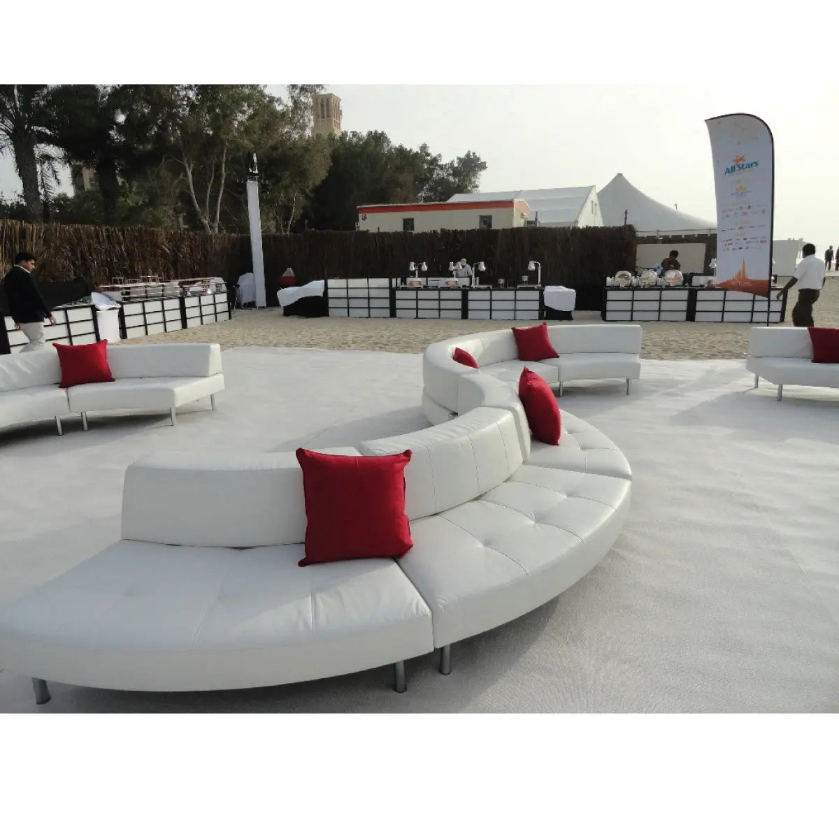 Endless 14 seater serpentine sofa with low back Desert River Rentals