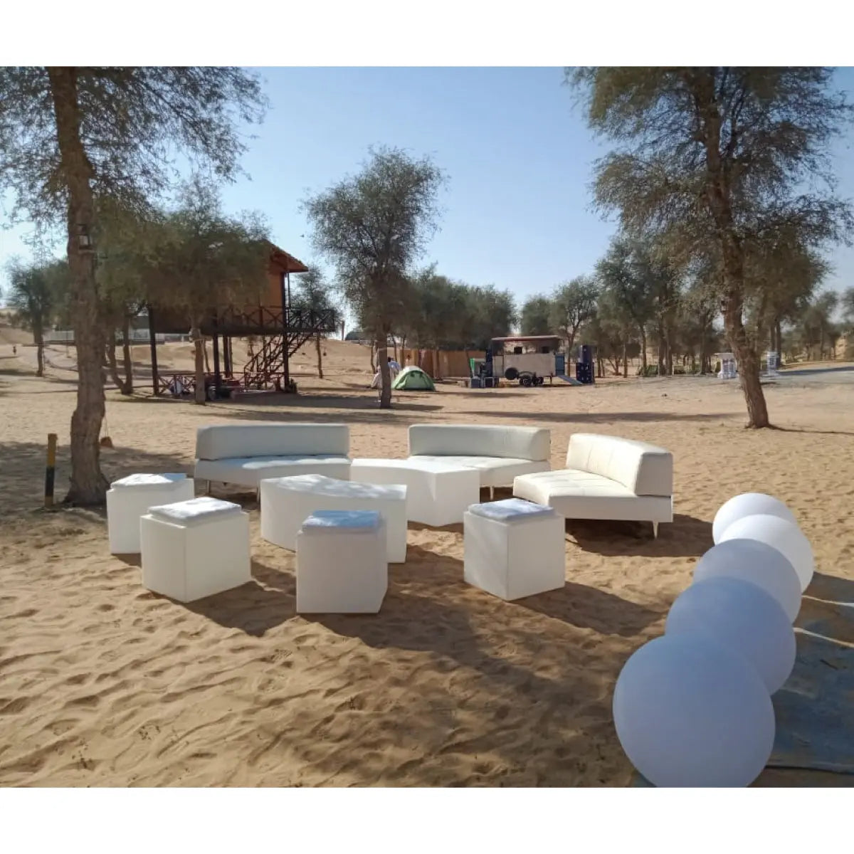 Endless 2 seater curved chair with large low back Desert River Rentals