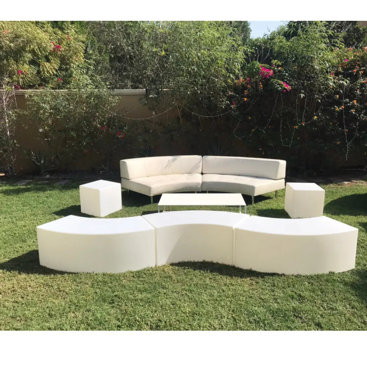 Endless 4 seater curved sofa with large low back Desert River Rentals