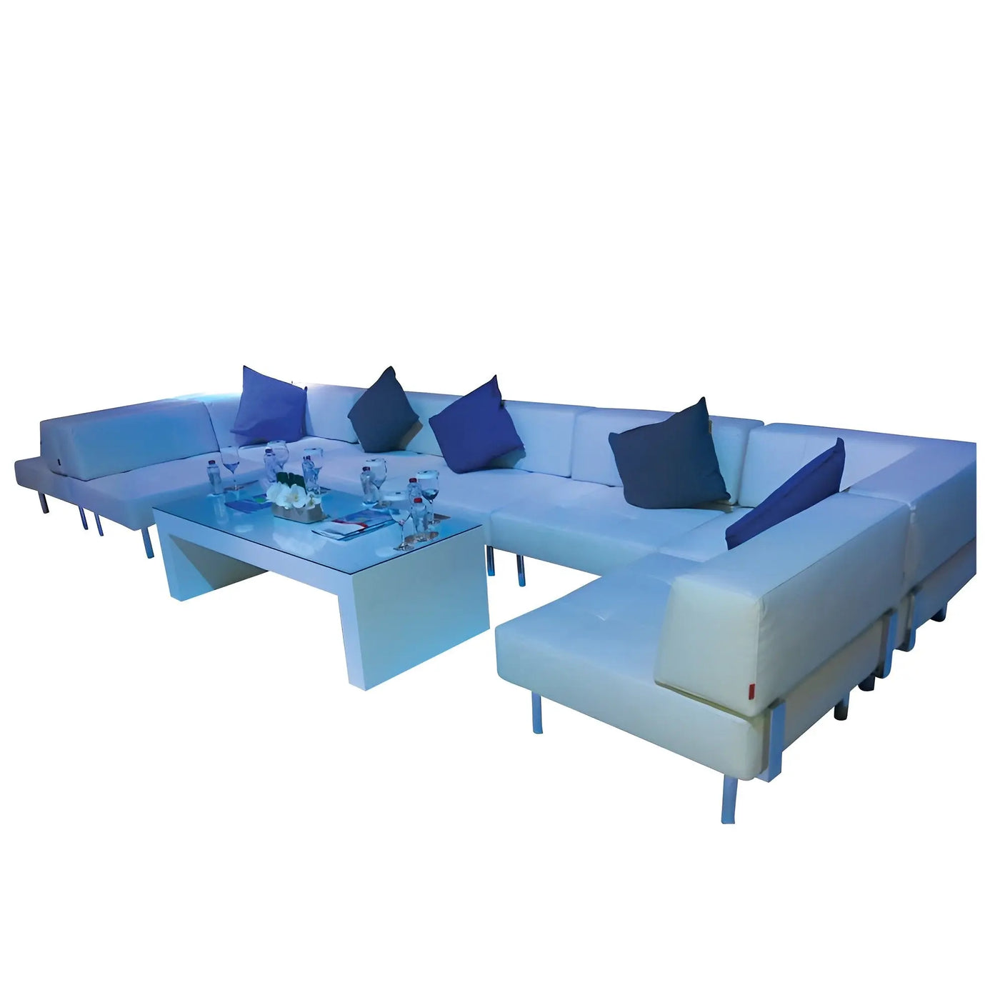 Endless 7 seater square xlarge U-shaped sofa with back and arm rests DesertRiver.rentals