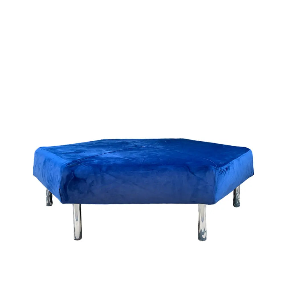 Enigma hexa ottoman royal blue velvet Desert River Rentals