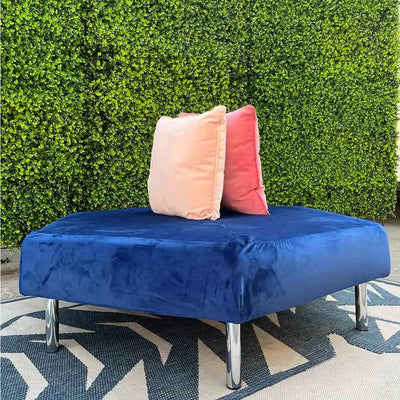 Enigma hexa ottoman royal blue velvet Desert River Rentals