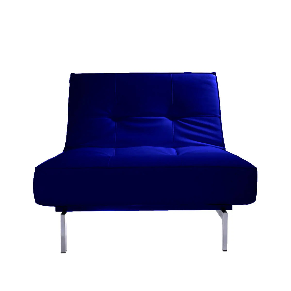 Enigma lounge chair royal blue velvet Desert River Rentals