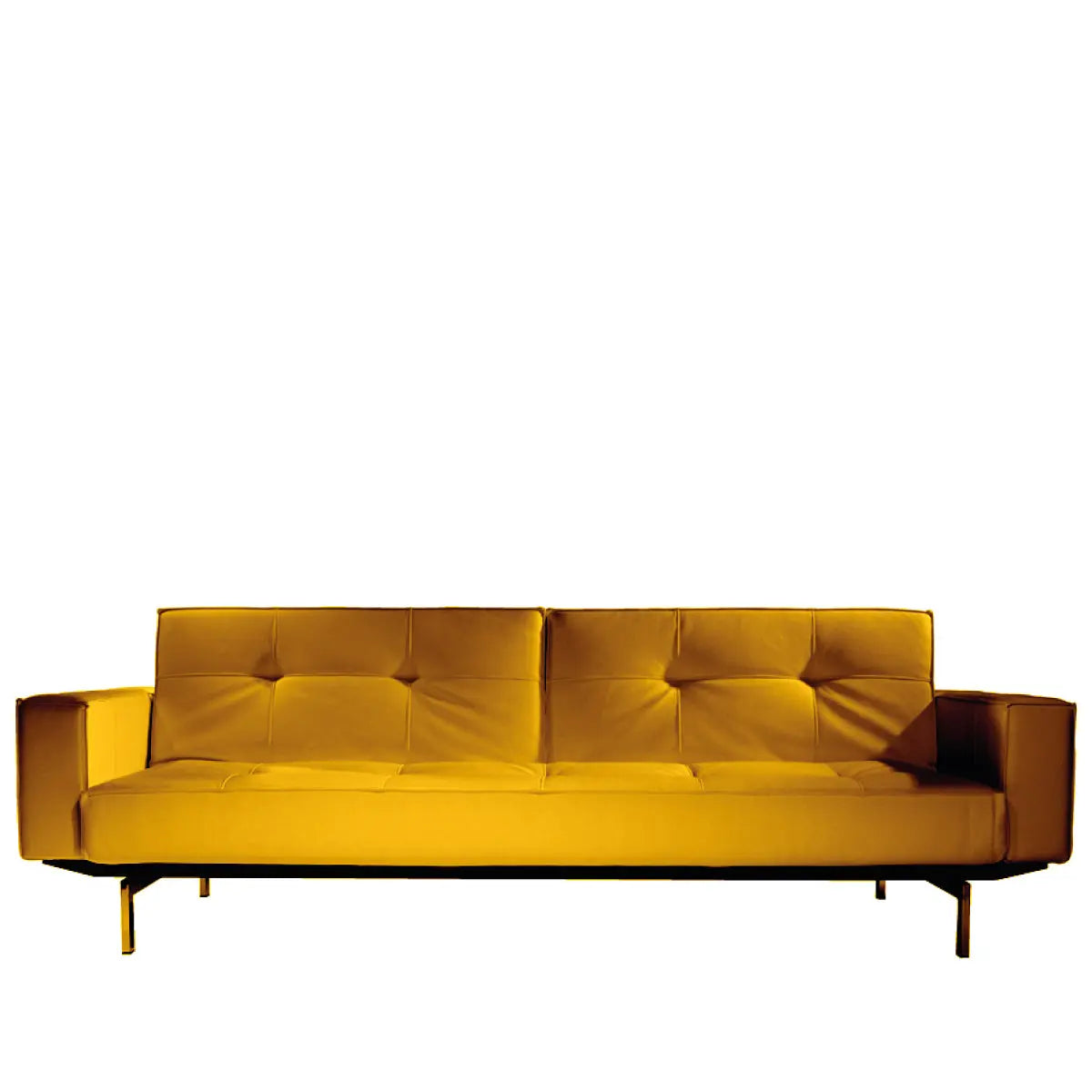 Enigma sofa with arm rest forest yellow velvet Desert River Rentals