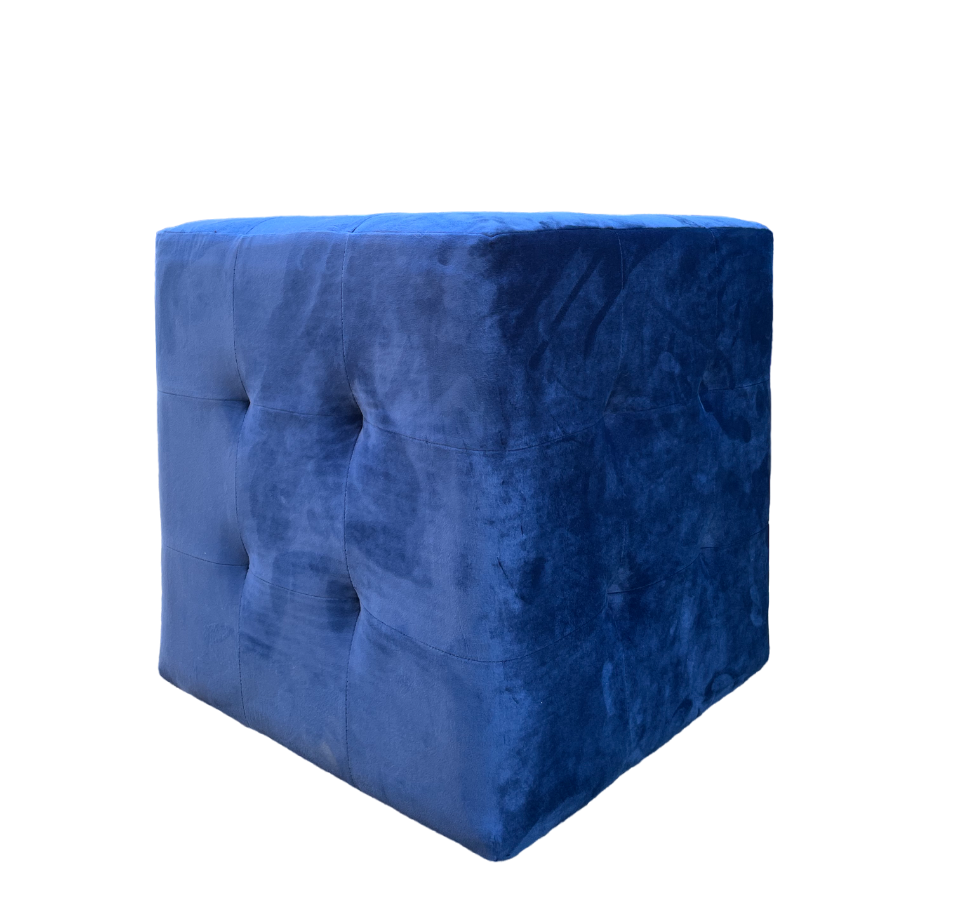 Ottoman cube royal blue Desert River Rentals