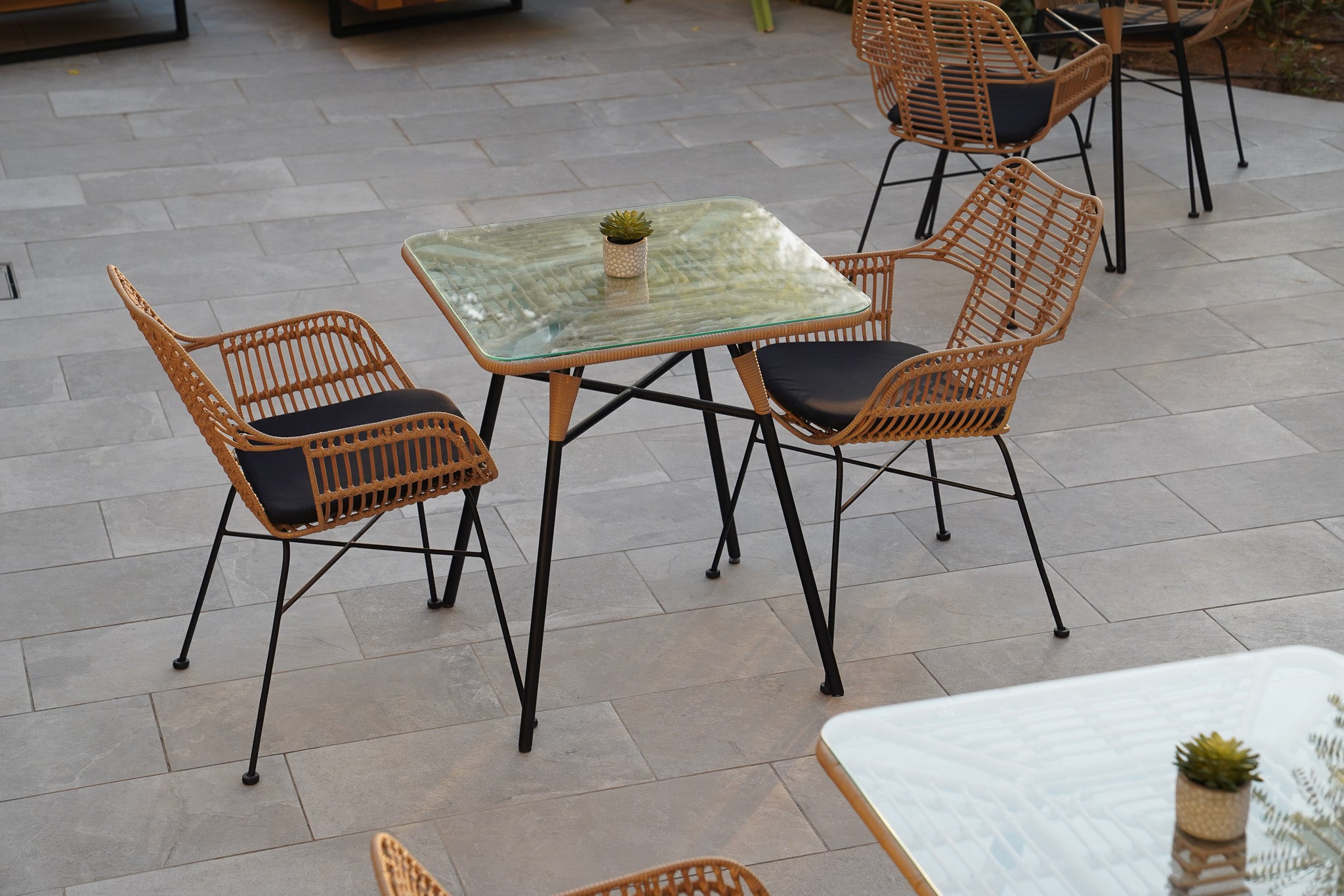 Palm Springs Dining Chair (Beige with Arms) Desert River Rentals