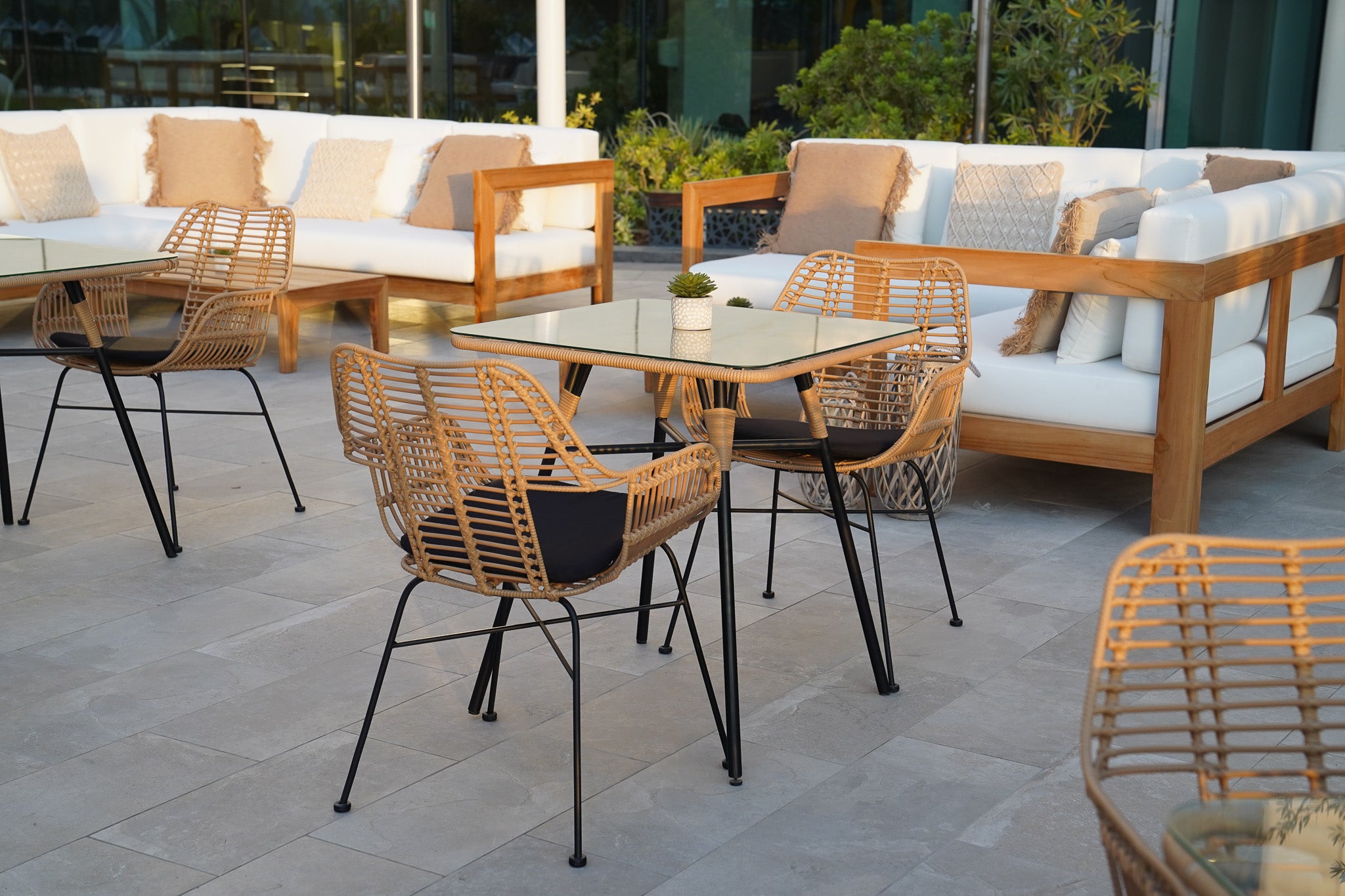 Palm Springs Dining Chair (Beige with Arms) Desert River Rentals