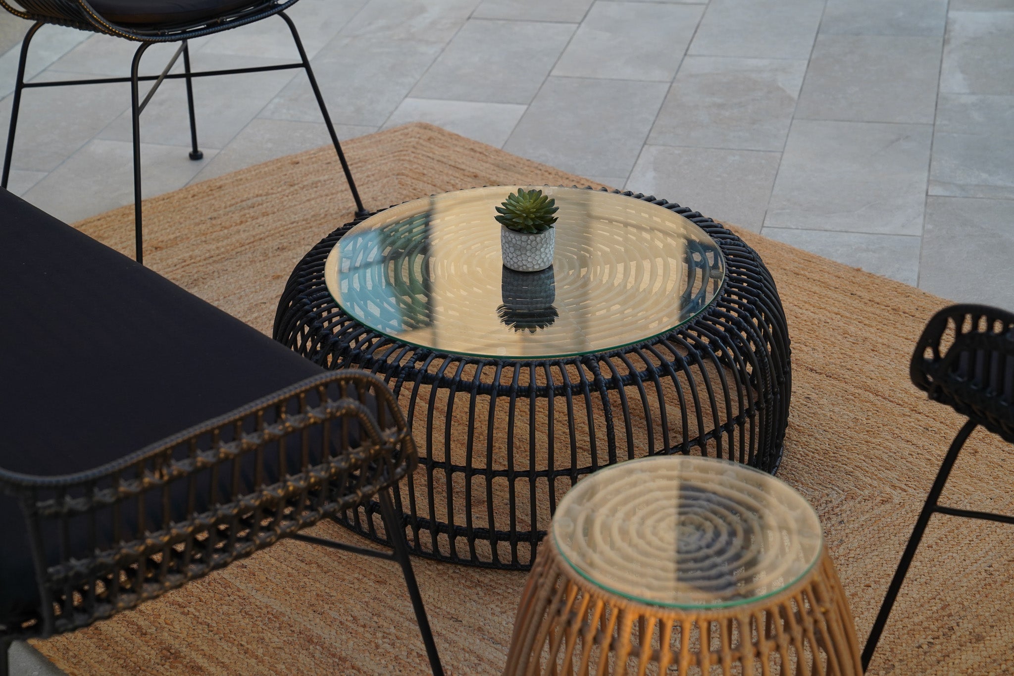 Palm Springs Ottoman (Black) Desert River Rentals