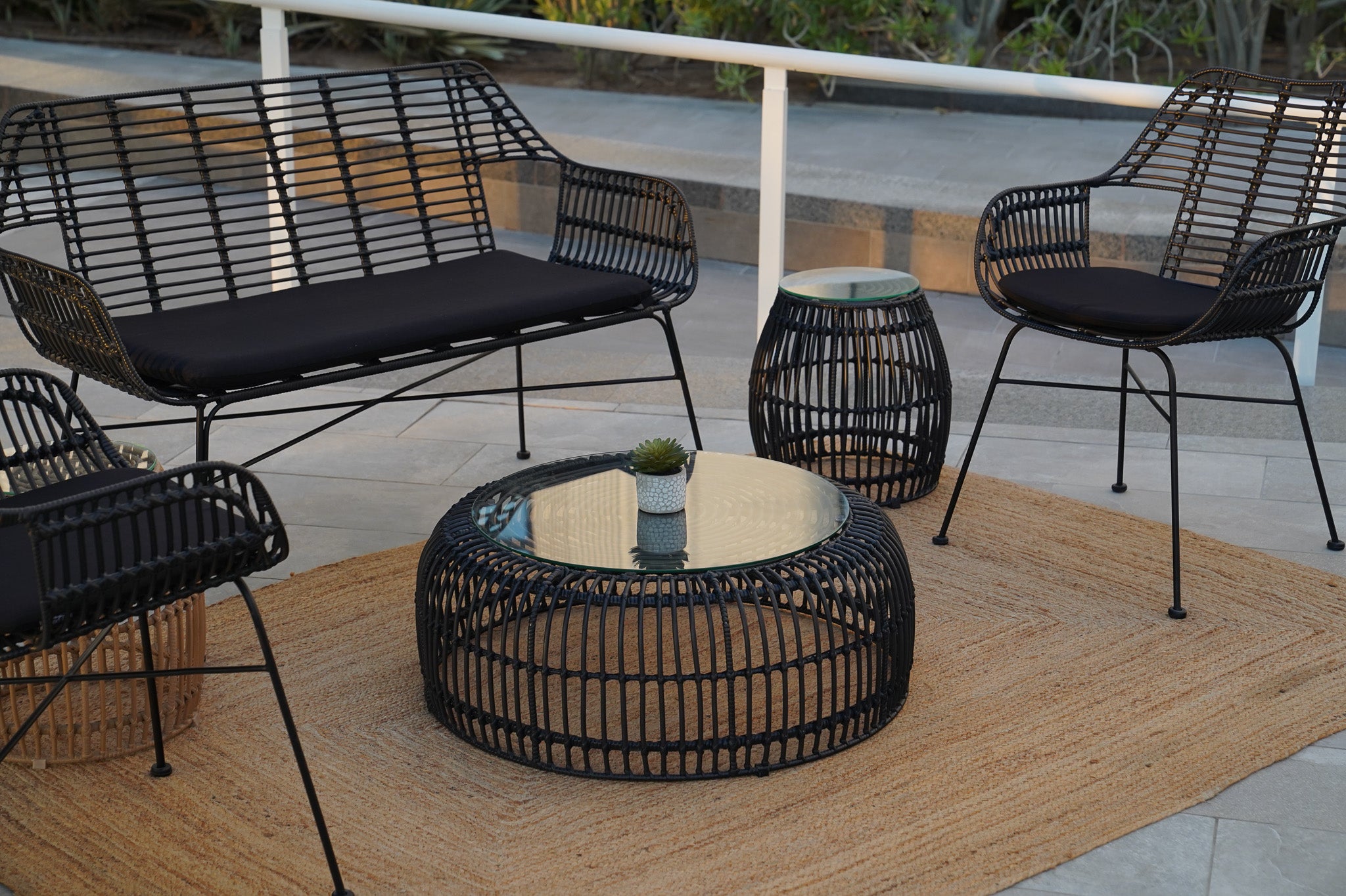 Palm Springs Ottoman (Black) Desert River Rentals