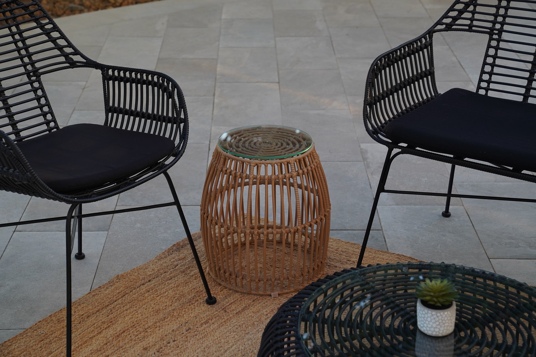 Palm Springs Dining Chair (Black with Arms) Desert River Rentals