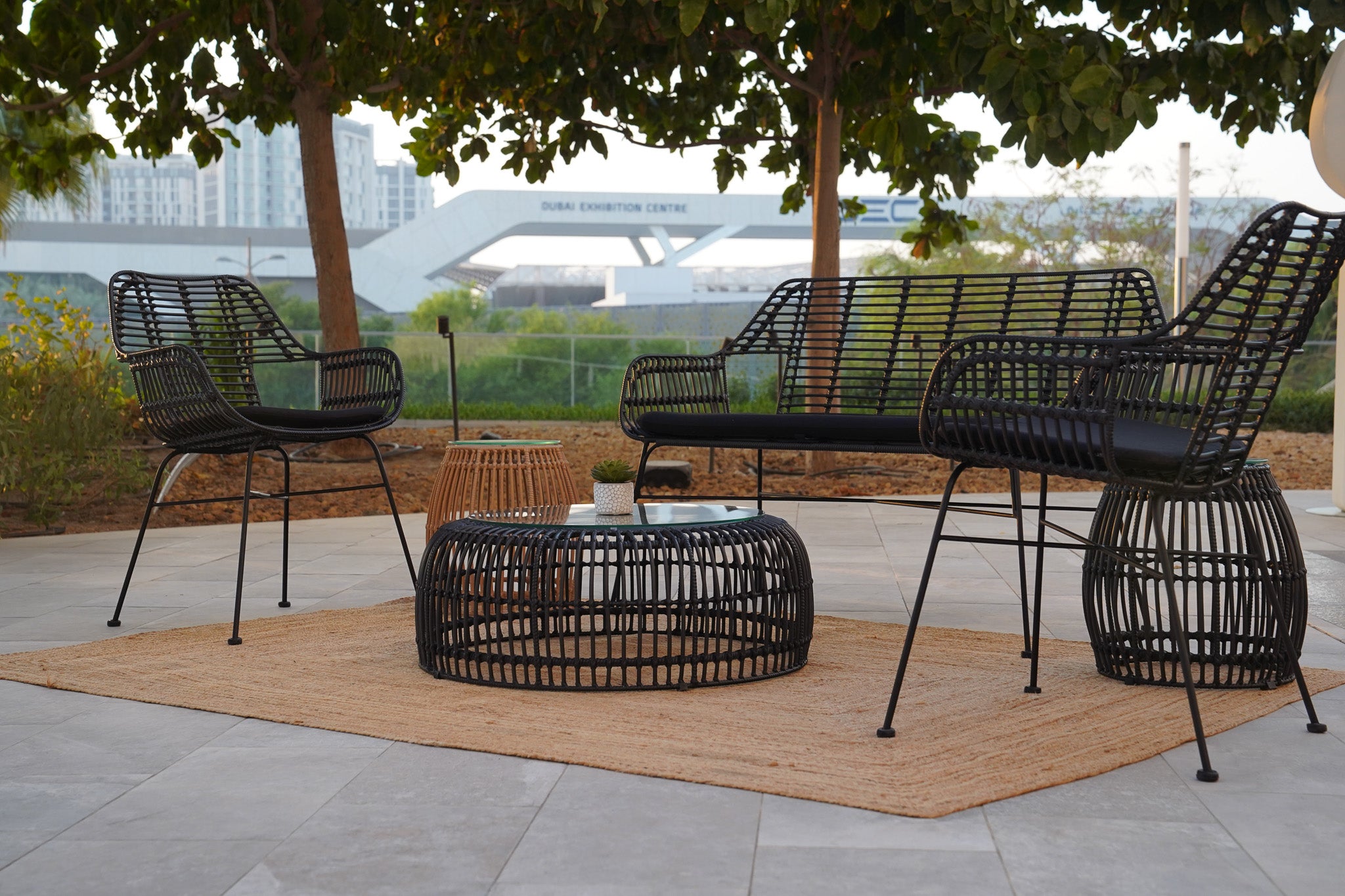 Palm Springs Ottoman (Black) Desert River Rentals