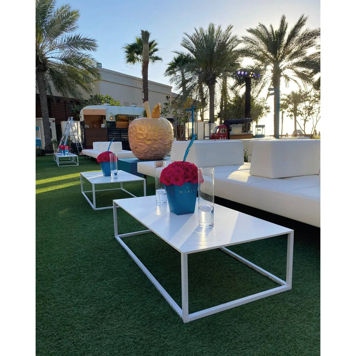 Geo coffee table L  white Desert River Rentals